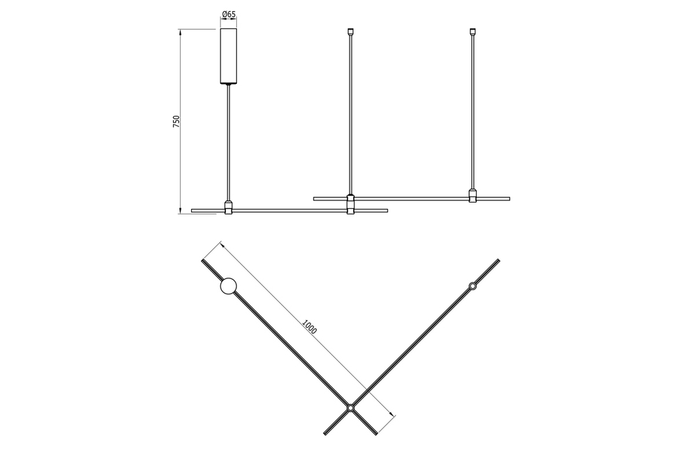 Основание для модульных светодиодных светильников, высота 75см