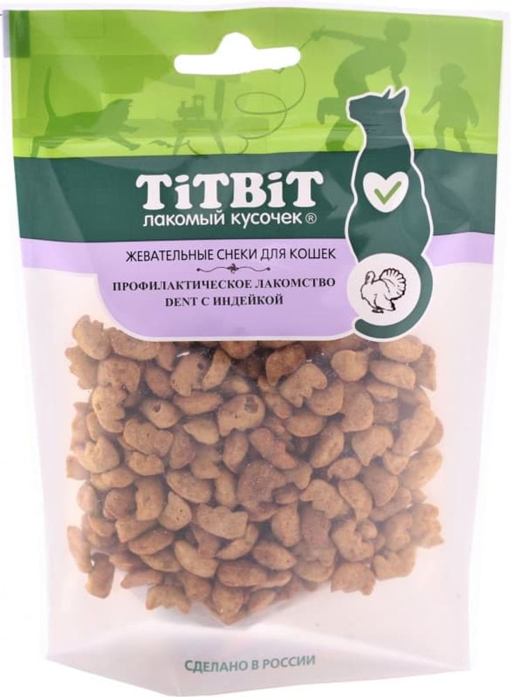 Лакомство Titbit Dent для кошек, Жевательные снеки с индейкой, пакет 40 г Лакомство Titbit Dent для кошек, Жевательные снеки с индейкой, пакет 40 г