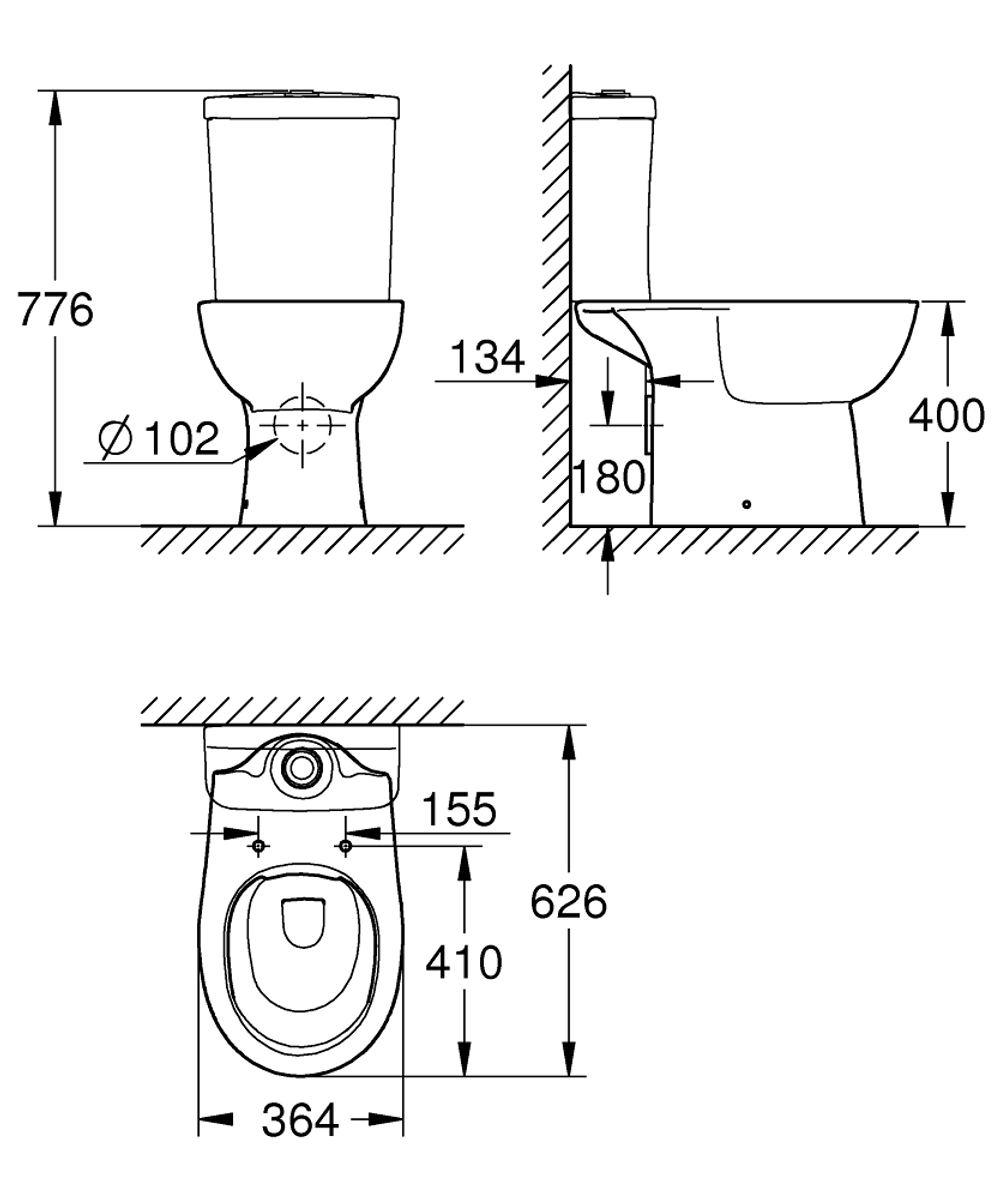 Унитаз напольный безободковый Grohe Bau Ceramic 39349000