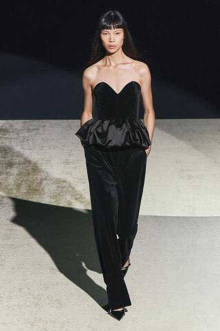 ZARA БАРХАТНЫЙ ТОП — ZW COLLECTION, ЧЕРНЫЙ