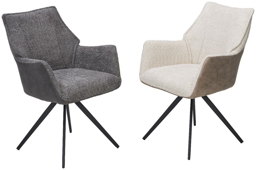 Стул М-City DISAUR Brevis поворотный на 180 градусов, Xd841-16 Серый, букле, Gino-457 Серый, ткань, Черный