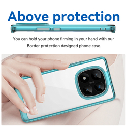 Усиленный чехол с мягкими рамками бирюзового цвета для Xiaomi Redmi Note 14 Pro+, увеличенные защитные свойства, мягкий отклик кнопок