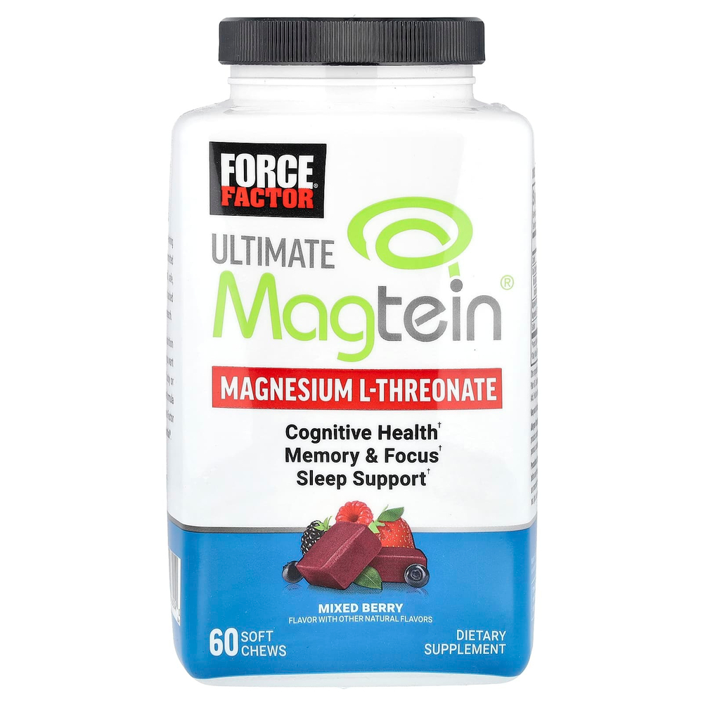 Force Factor, Ultimate Magtein®, L-треонат магния, ягодное ассорти, 60 жевательных таблеток