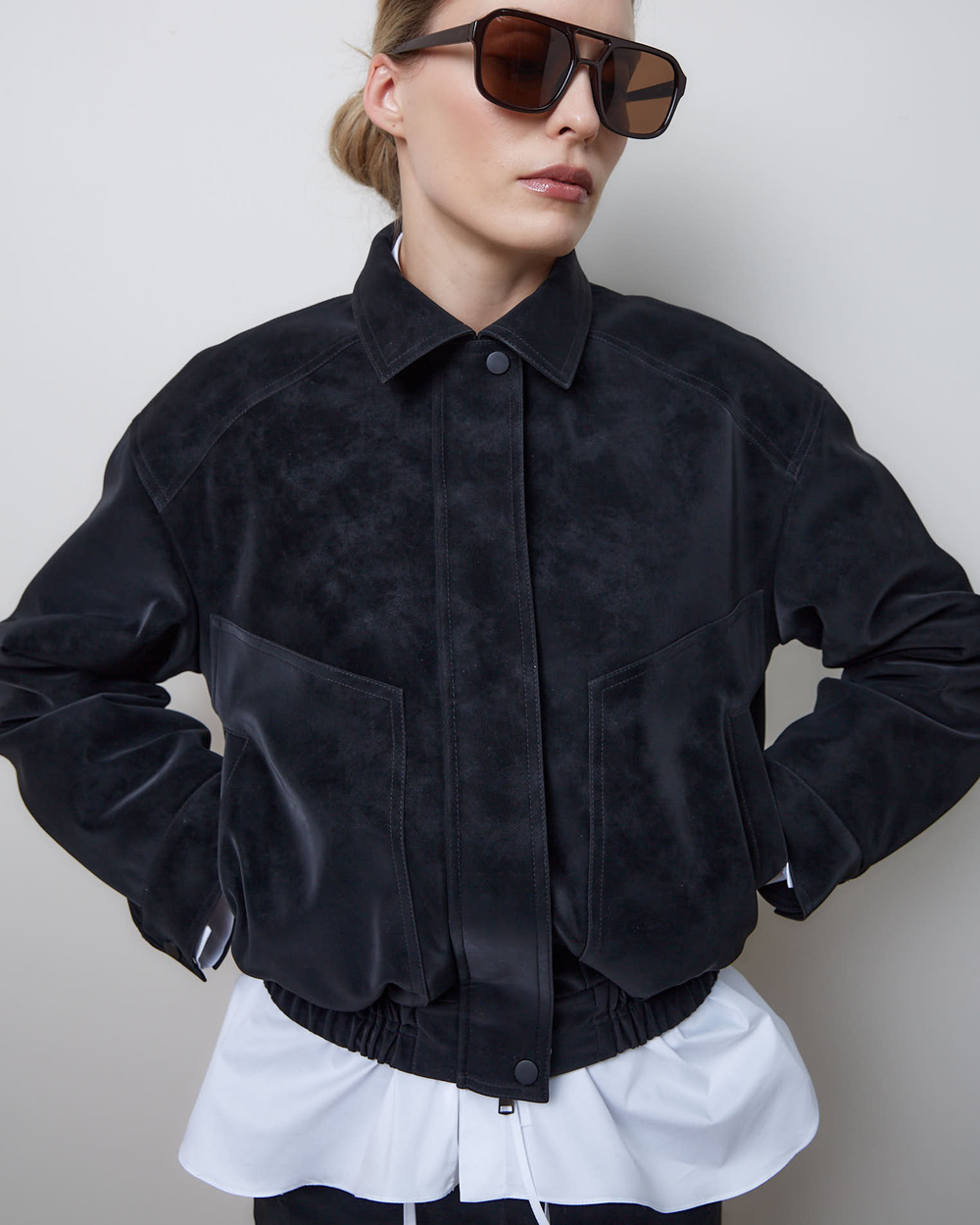 Куртка утепленная из искусственной замши черный