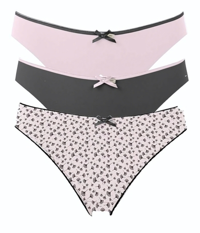 Набор из 3 черно-розовых трусиков-слип Olivia (Размер: S) (Цвет: черный с розовым)