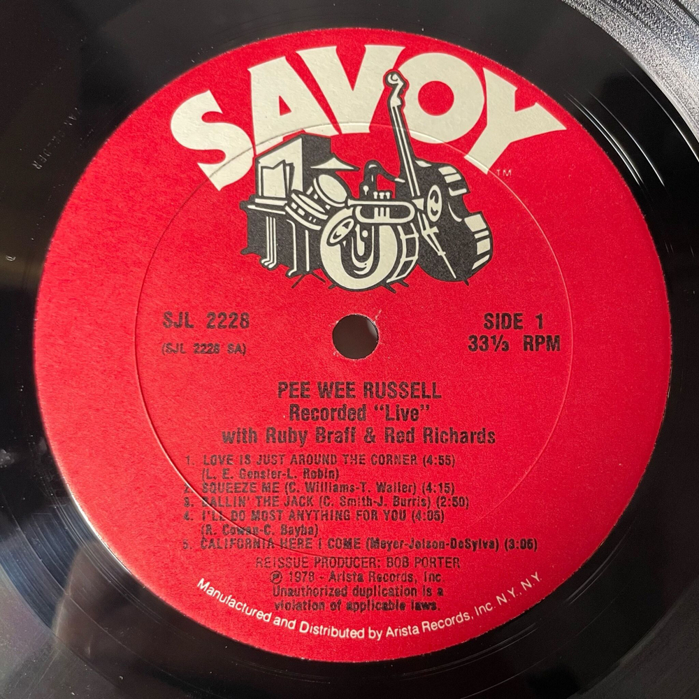 Винтажная виниловая пластинка LP Pee Wee Russell With Ruby Braff And Red Richards, The Individualism Of Pee Wee Russell (USA 1978)