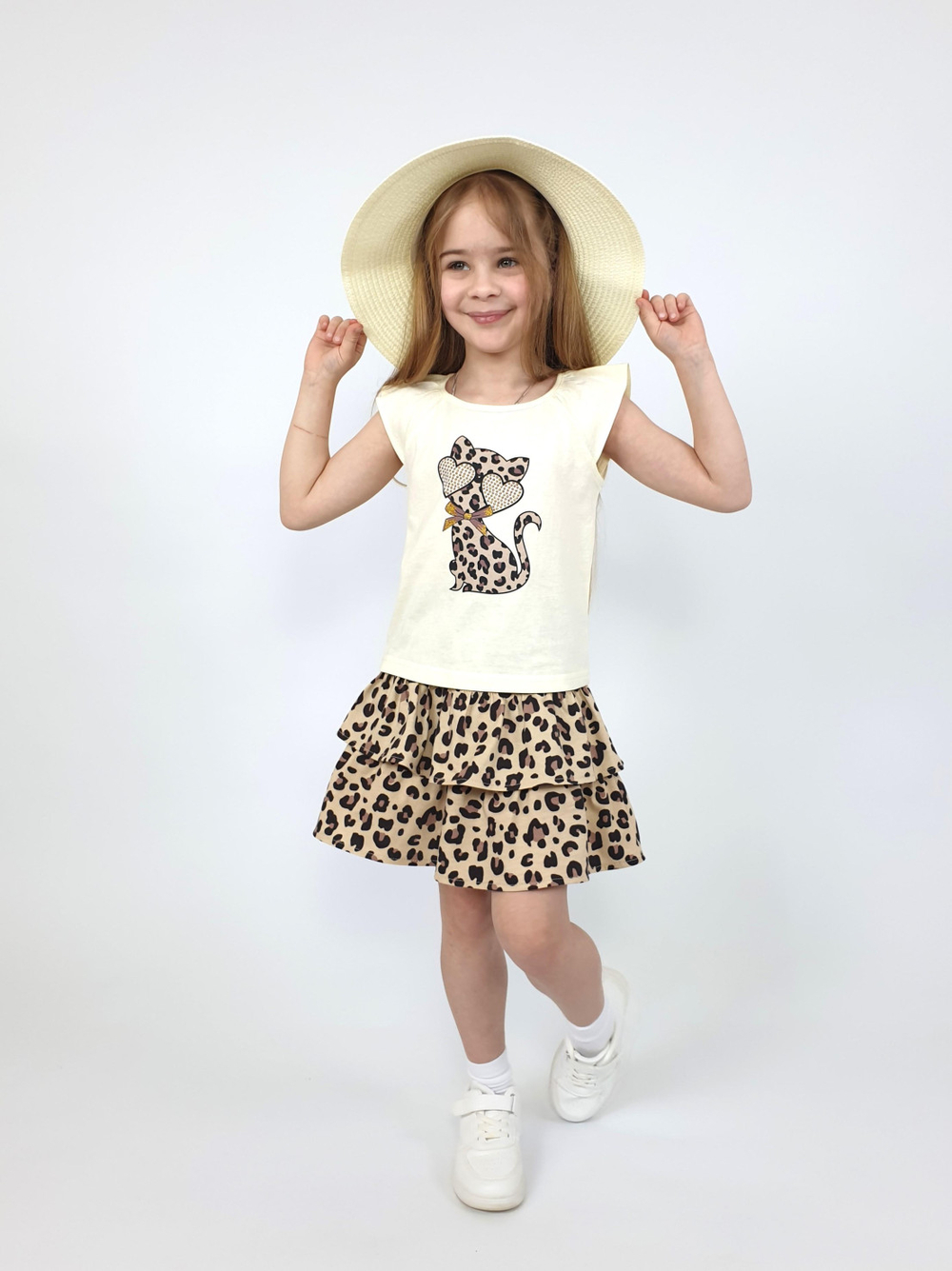 02-126-4 Комплект для девочки (футболка+ юбка)