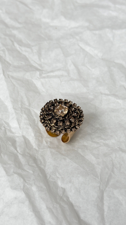 Кольцо круглый "лабиринт" с медовыми кристаллами, разъемное