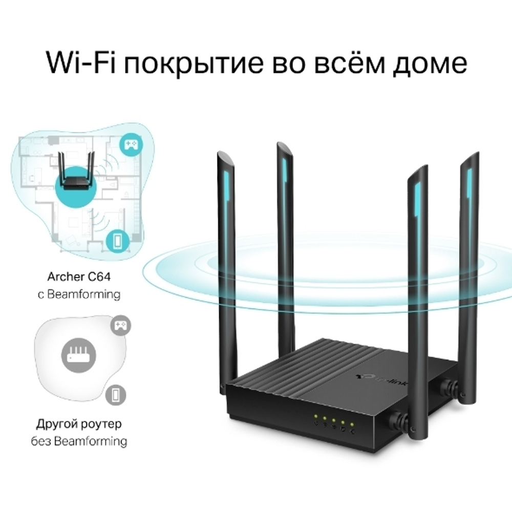 TP-Link Archer C64 Двухдиапазонный Wi-Fi роутер AC1200