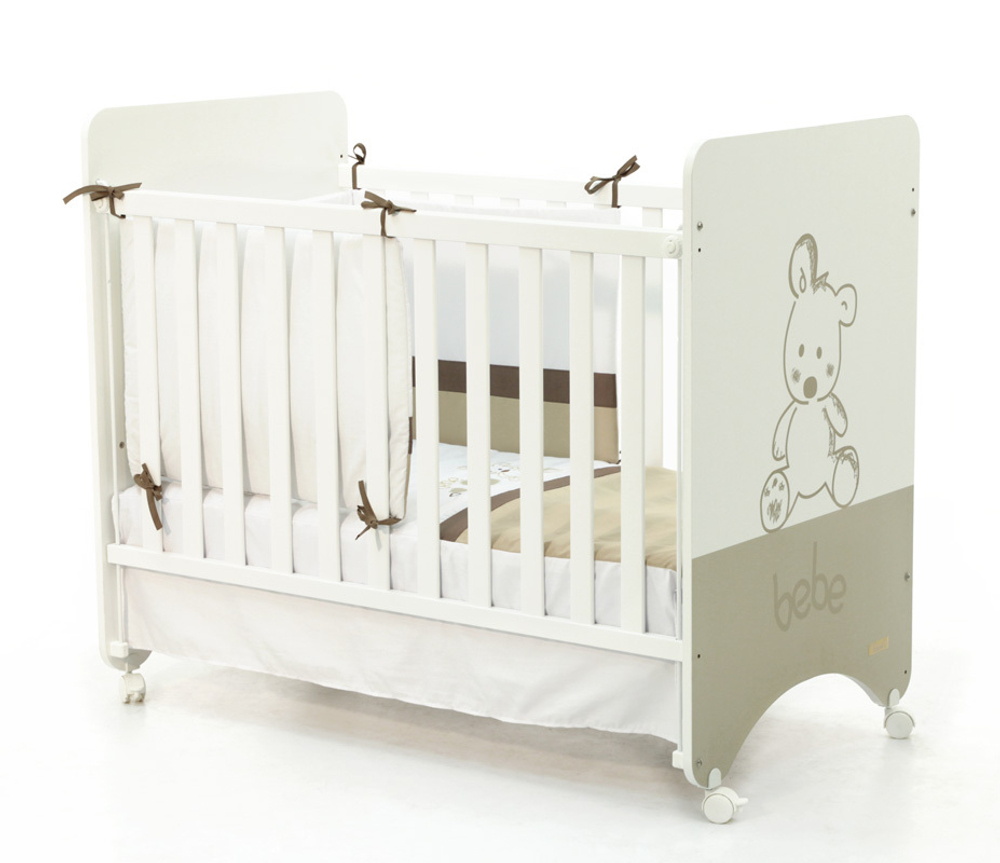 Кроватка Micuna Bebe + Покрывало и бортики + Матрас полиуретановый СН-620