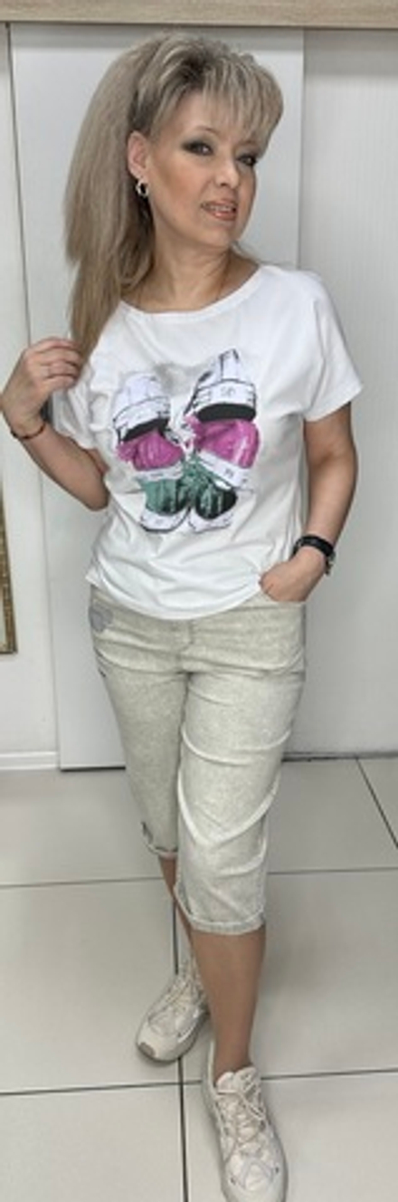 Светлые меланжевые капри