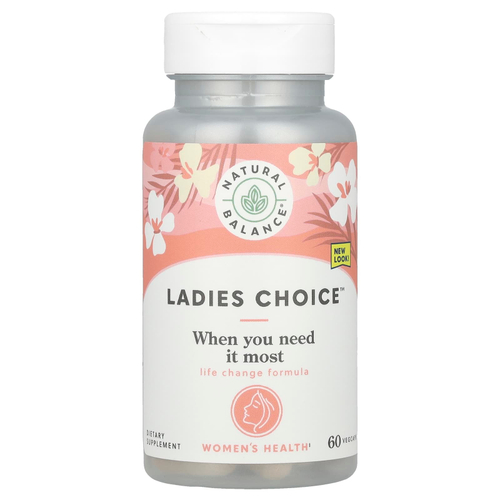 Natural Balance, Ladies Choice, формула с фитоэстрогеном для поддержки в период менопаузы, 60 вегетарианских капсул