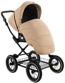 Детская коляска Roan Bass Next Classic Кожа d12 3 в 1 с автокреслом Elo Lux Black RCL302/1 Caramel