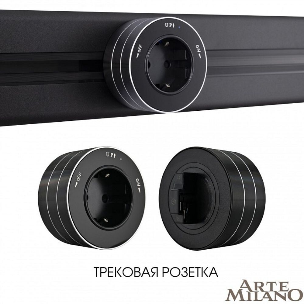 Розетка с заземлением на треке Arte Milano Am-track-sockets 380011TS/ES Black
