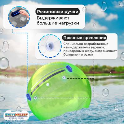 Аттракцион Водный шар ПВХ «Зелёный» 1,8*1,8*1,8 м