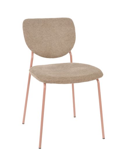 Стул обеденный Gigi шенилл коричневый розовые ножки