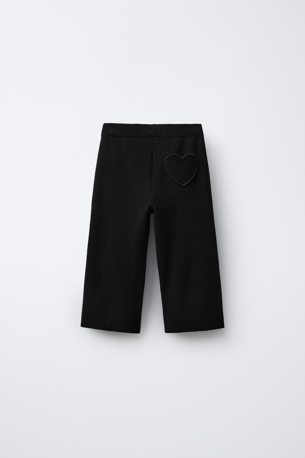 ZARA ПРЯМЫЕ ТРИКОТАЖНЫЕ БРЮКИ С СЕРДЦЕМ, ЧЕРНЫЙ