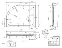 Поддон акриловый Azzario VICTORIA 90x120x15 P2912 L  схема