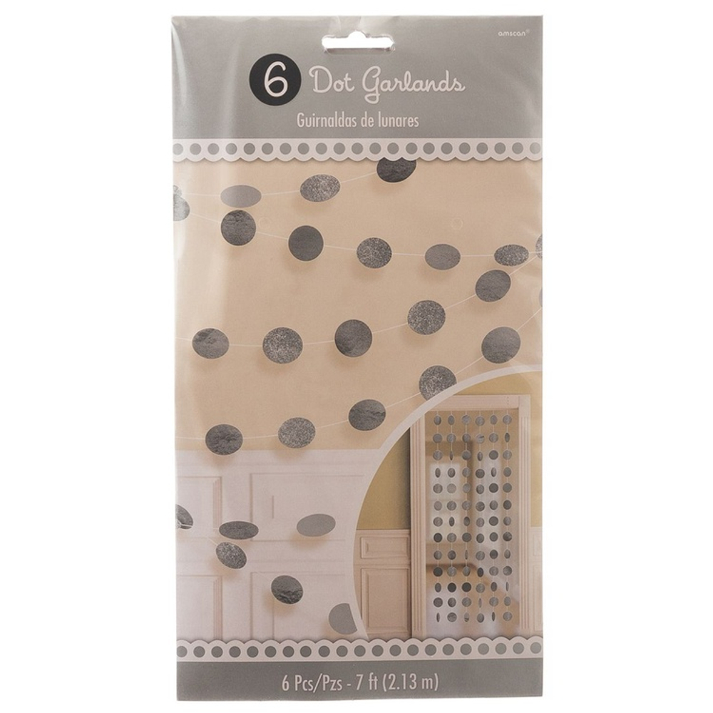 Гирлянда Круги Silver блеск 2,1м 6шт