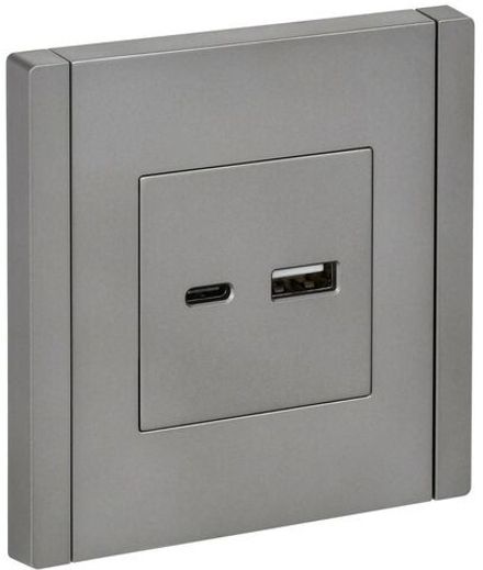 Розетка USB A+C сталь FORTE&PIANO 18Вт FP551 IEK FP-U22-018-K46