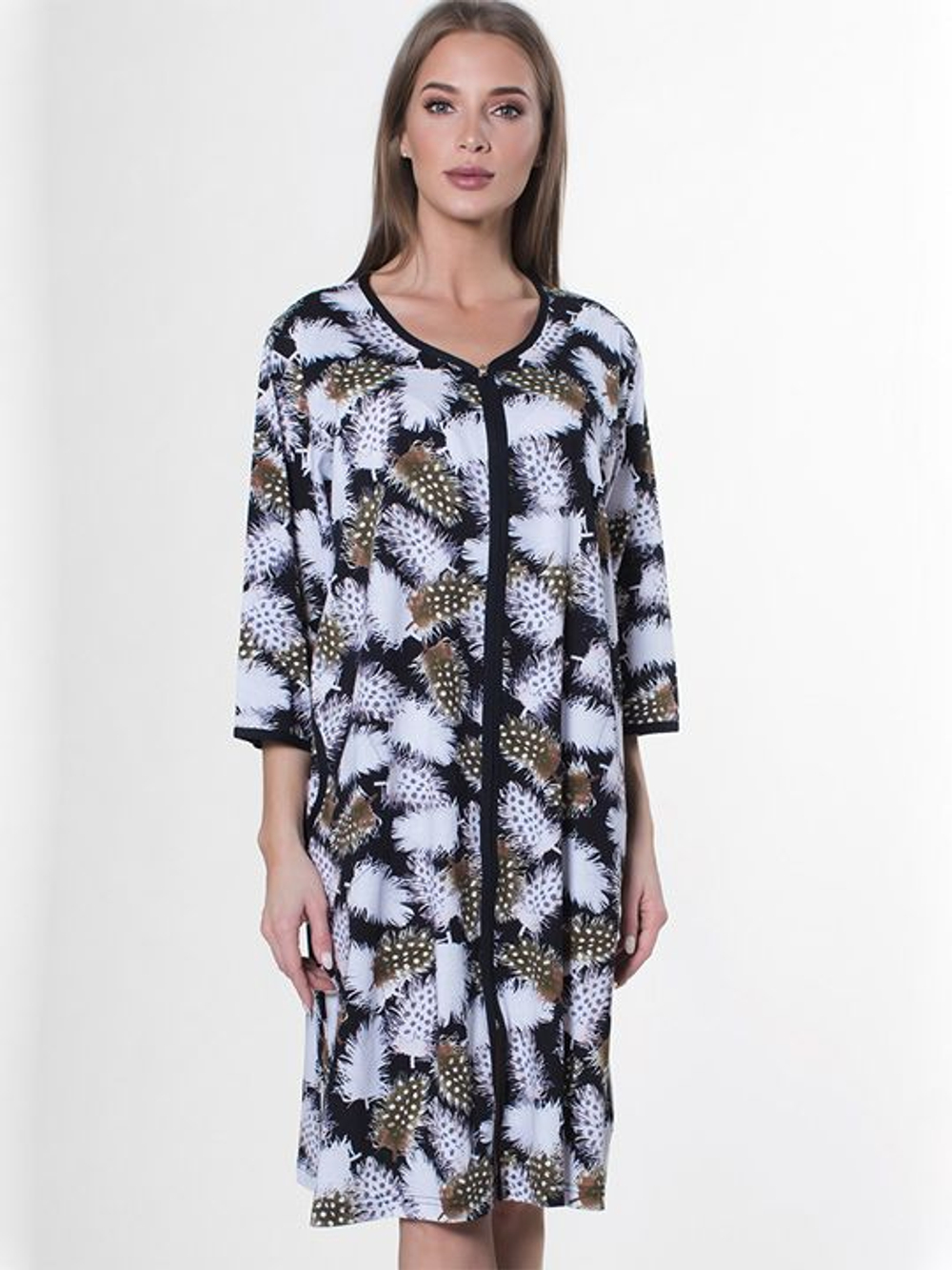 Оригинальный короткий халат на молнии (Размер: 4X) (Цвет: черный)