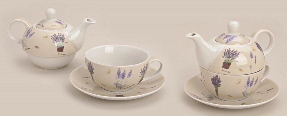 Чайник заварочный с чашкой "Лаванда" Фарфор