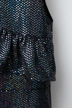 ZARA ПЛАТЬЕ С ВОЛАНАМИ И БЛЕСКОМ, РАЗНОЦВЕТНЫЙ