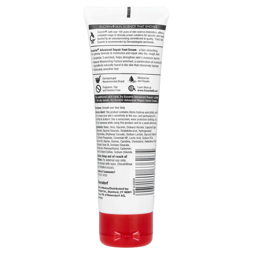 Eucerin, усовершенствованный восстанавливающий крем для ног, без запаха, 85 г (3 унции)
