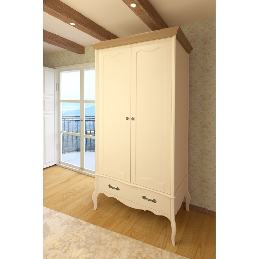 Шкаф 2х дверный «Прованс» бежевый воск/антик