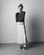 Silk Long Skirt Silver