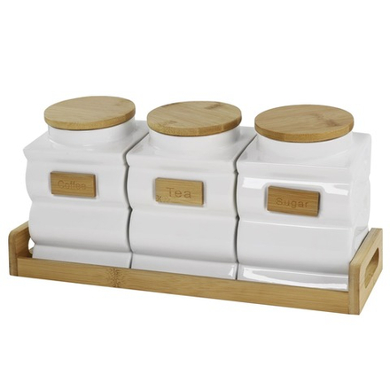 Lenardi 140-100 Набор из 3 банок 1 л на подставке BAMBOO в под.уп.(х6)Фарфор