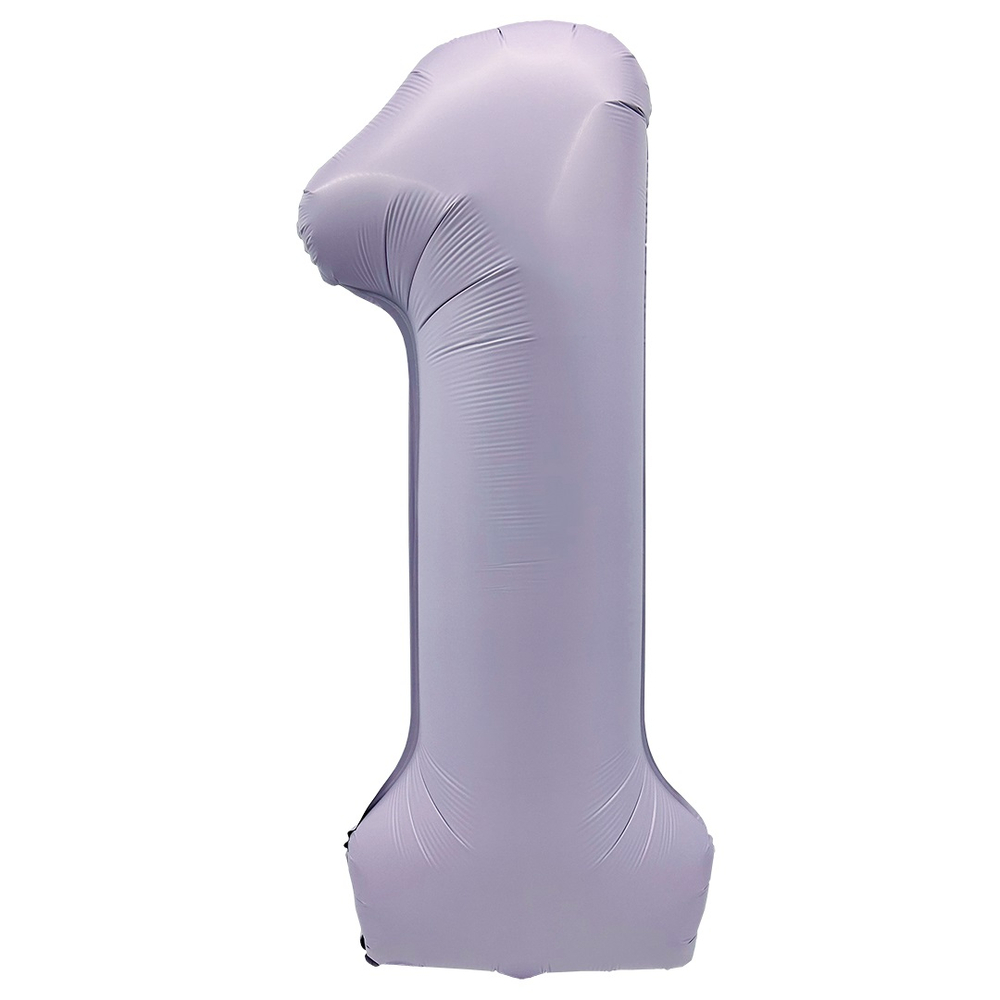 Шар (40''/102 см) Цифра, 1, Сиреневый, Сатин, 1 шт. в уп.