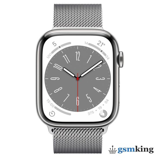 Apple Watch Series 9 GPS + Cellular 45mm Silver Stainless Steel Case with Silver Milanese Loop