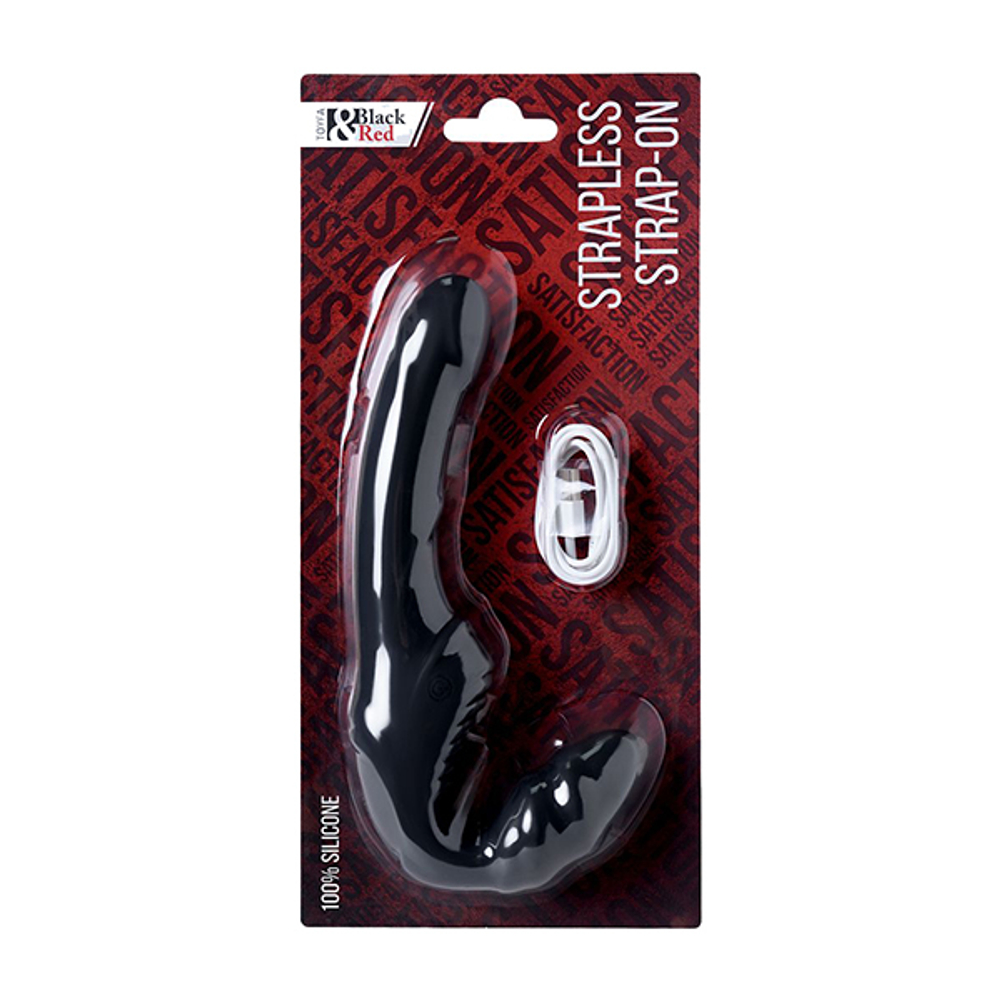 Черный безремневой страпон 35см с вибрацией ToyFa Black&Red 901408-5