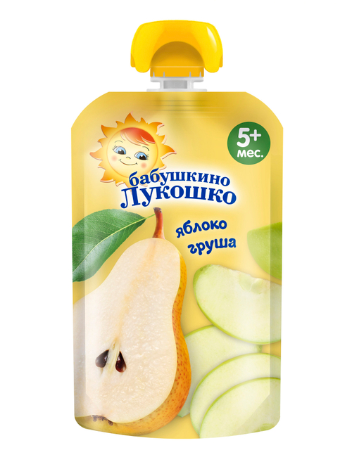 Пюре из груш и яблок мягкая упаковка ( 90г ) "Бабушкино лукошко"