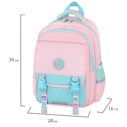 Рюкзак BRAUBERG SNAP, 2 отделения, 3 кармана, "Light pink", 39х28х16 см, 272067