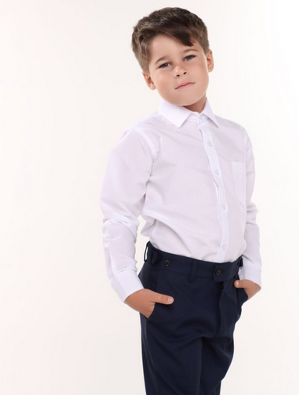 Рубашка для мальчиков А.G102-B39, белый , р-р 152см 9749986