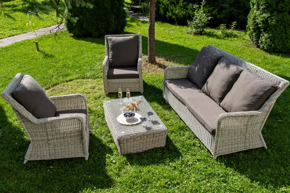 "Гляссе" лаунж-зона из искусственного ротанга, цвет бежевый