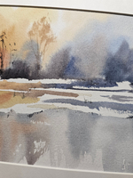 Картина авторская акварельная в паспарту 21х30 см на стену для интерьера "Настроение осени"