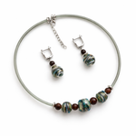 Комплект украшений из муранского стекла: колье, серьги