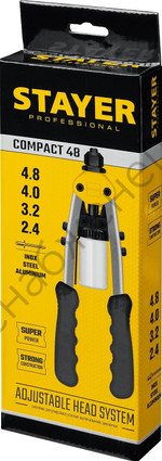 STAYER Compact-48 2.4-4.8 мм, 240 мм, компактный двуручный заклепочник, Professional (3116_z01)