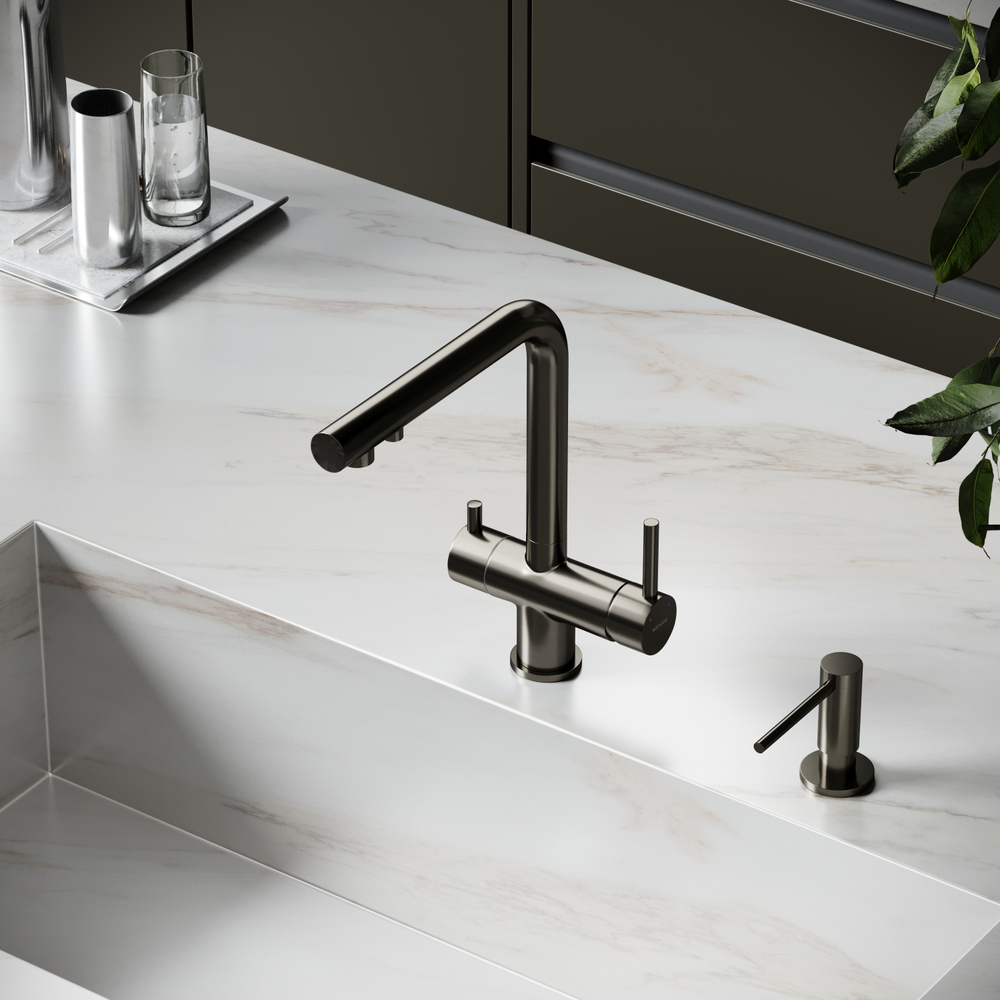 Смеситель для кухни Sancos Foster с краном для фильтра, вороненая сталь, SC4014GG