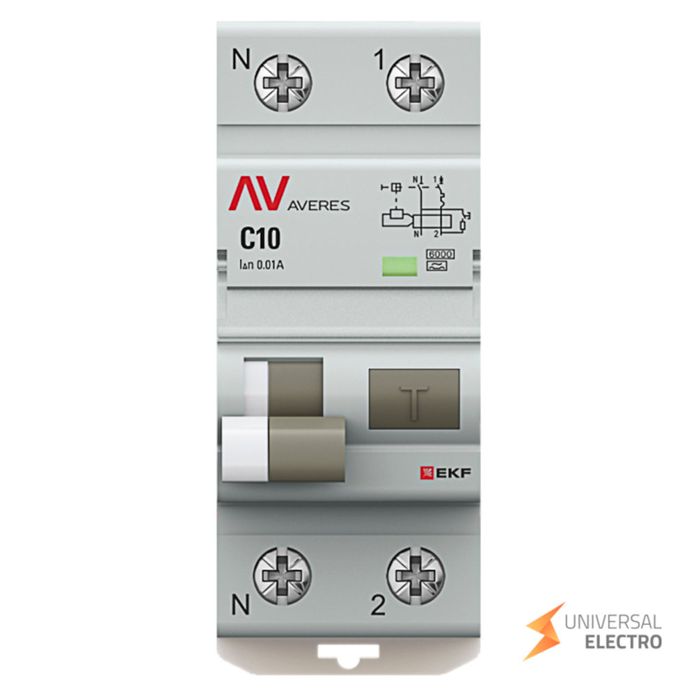 Автоматический выключатель дифференциального тока DVA-6 1P+N 10А (C) 10мА (A) 6кА EKF AVERES