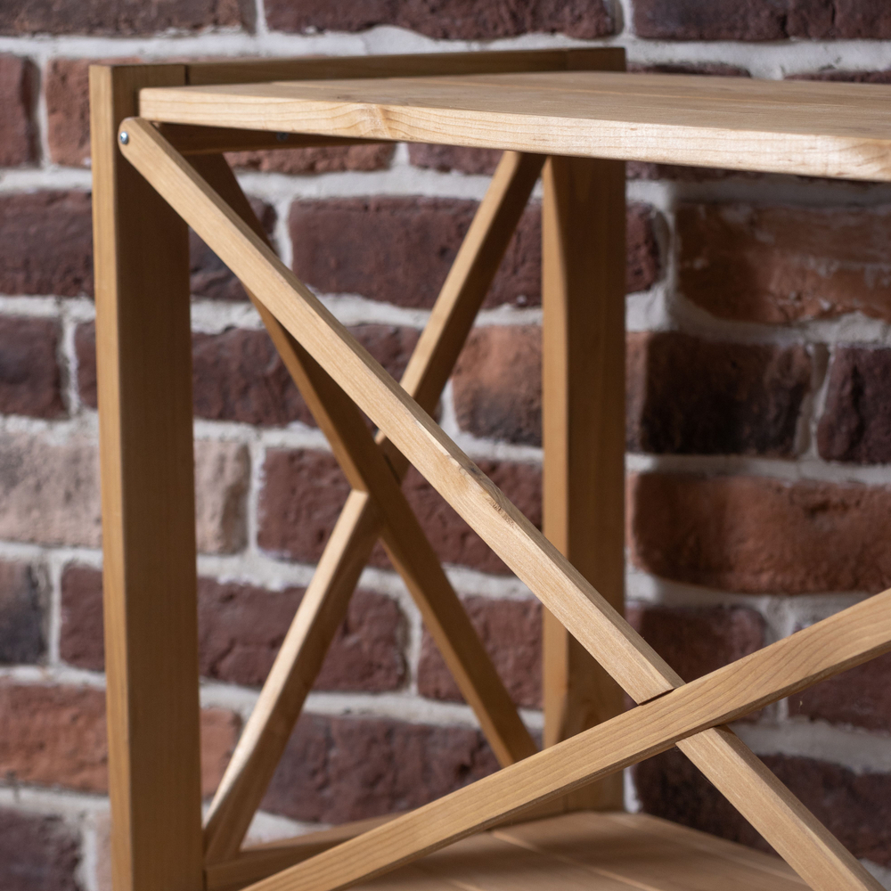 Стеллаж деревянный напольный Юск из массива сосны 5 полок, натуральный бейц