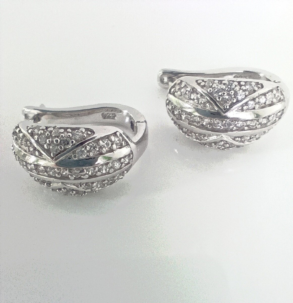 Серьги серебряные Эстерелла, проба 925, родированные, с фианитом/Ф