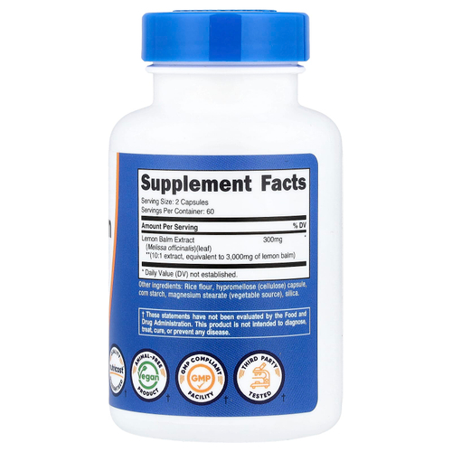 Nutricost, мелисса лекарственная, 120 капсул (150 мг в 1 капсуле)