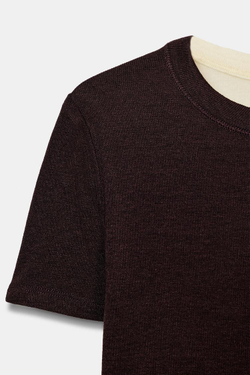 ZARA КОМБИНИРОВАННАЯ ФУТБОЛКА С КОРОТКИМИ РУКАВАМИ, БЕЖЕВО-КОРИЧНЕВЫЙ