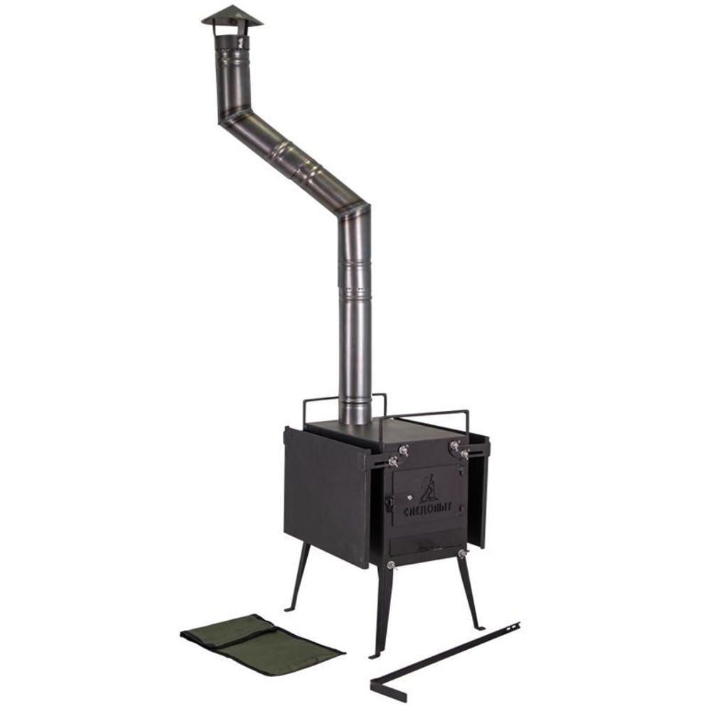 Печь дровяная "Следопыт" малая (с экранами, угловыми трубами и грибком) PF-SW-02