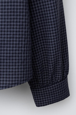 ZARA РУБАШКА С ВОЛАНАМИ В КЛЕТКУ ВИШИ, СИНИЙ