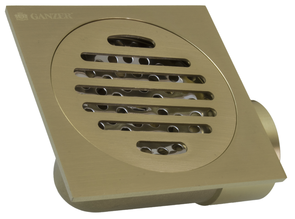 Трап угловой 10 х 10  (МАТ. ЗОЛОТО)  GANZER  (60/1шт)